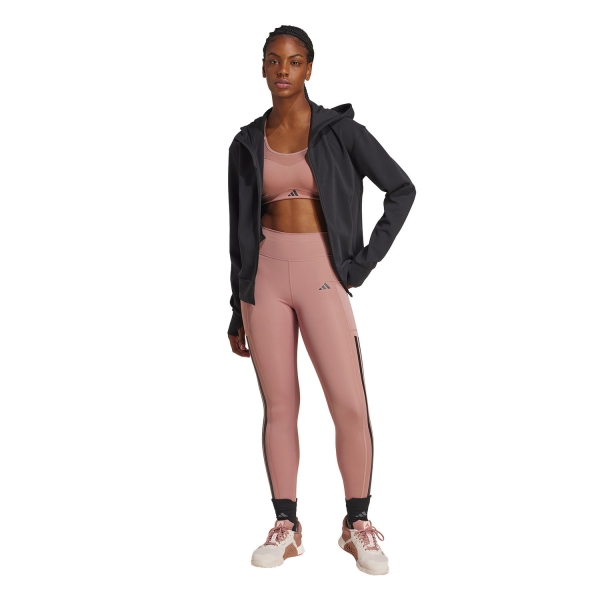 adidas Optime 3 Stripes Tights - Warm Clay