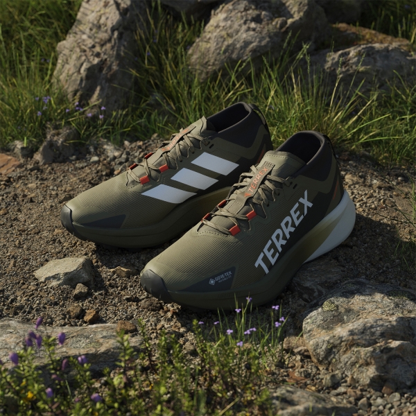 adidas Terrex Agravic GTX - Olive Strata/Cloud White/Semi Impact Orange