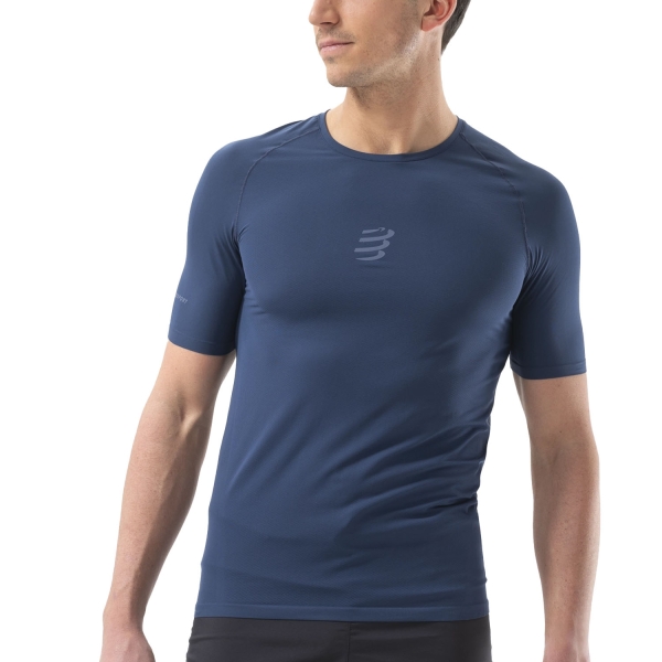 Magliette Manica Corta Trail Running Uomo Compressport Pro Maglietta  Blues ATSM3635124