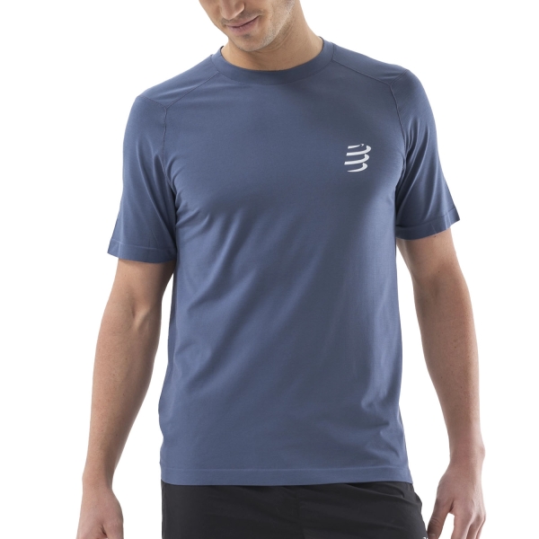 Camisetas de Manga Corta Trail Running Hombre Compressport Performance Logo Camiseta  Indigo ATSM4925123