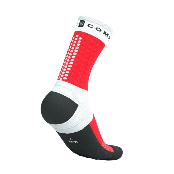 Compressport Ultra Trail V2.0 Calze - White/Fluo Red