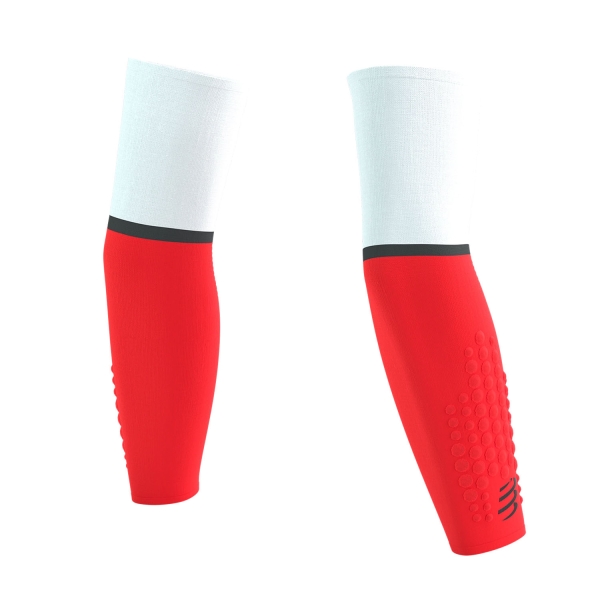 Manicotti Tecnici Compressport Armforce Ultralight Manicotti a Compressione  White/Fluo Red SU00008B0049