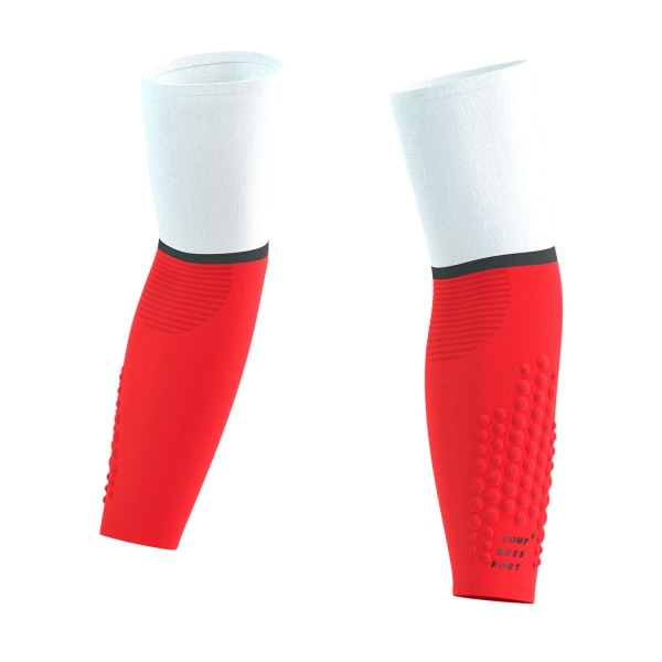 Compressport Armforce Ultralight Manicotti a Compressione - White/Fluo Red