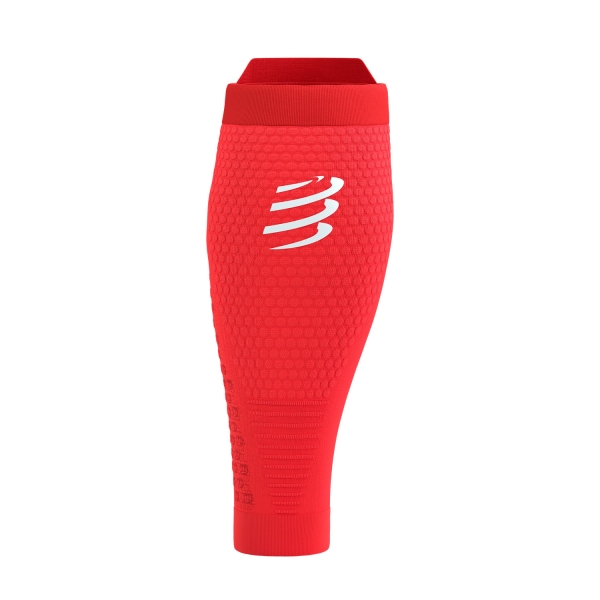Compressport R2 3.0 Gambaletti a Compressione - Fluo Red/White Reflective