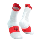 Compressport Pro Racing V4.0 Calze - White/Fluo Red