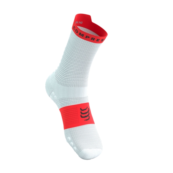 Compressport Pro Racing V4.0 Socks - White/Fluo Red