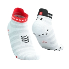 Compressport Pro Racing V4.0 Ultralight Logo Socks - White/Fluo Red/Black