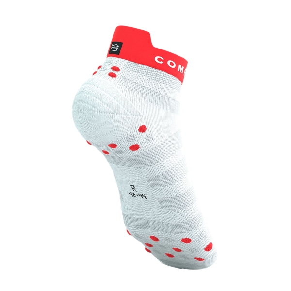 Compressport Pro Racing V4.0 Ultralight Logo Calcetines - White/Fluo Red/Black