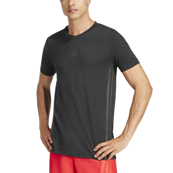 Maglietta Training Uomo adidas D4T 3 Stripes Maglietta  Black JE5684
