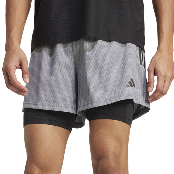 Pantaloncino Running Uomo adidas OTR Climacool 2 in 1 4in Pantaloncini  Grey Six Melange JW9700