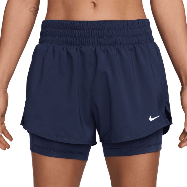 Pantaloncino Fitness e Training Donna Nike DriFIT One 2 in 1 3in Pantaloncini  Midnight Navy/Reflective Silver DX6012410