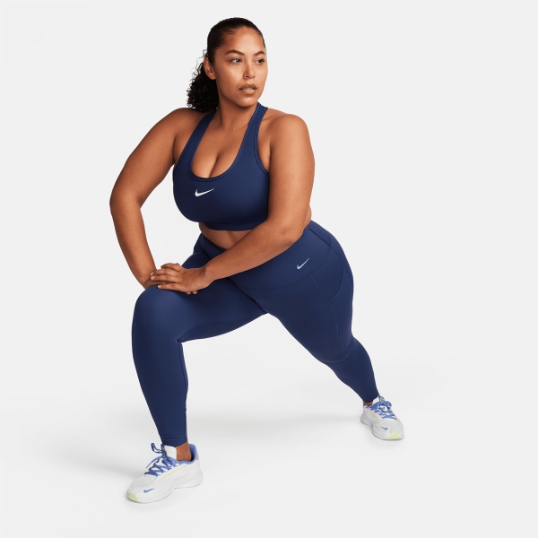 Nike Swoosh Reggiseno Sportivo - Midnight Navy/White