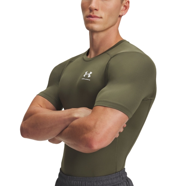Maglietta Training Uomo Under Armour HeatGear Compression Logo Maglietta  Marine Od Green/White 13615180391