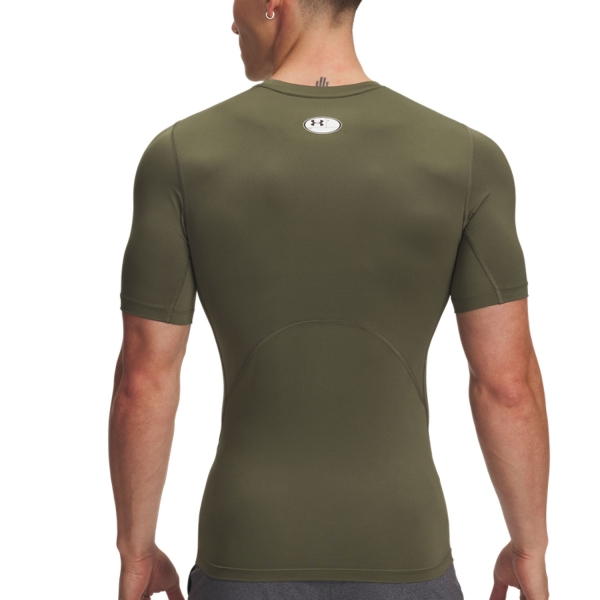 Under Armour HeatGear Compression Logo Maglietta - Marine Od Green/White