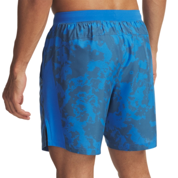 Under Armour Launch Printed 7in Shorts - Blue Atlantis/Washed Navy/Reflective