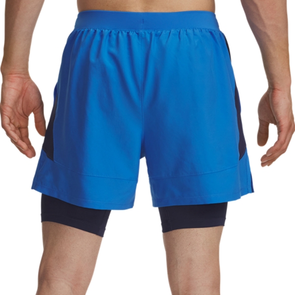 Under Armour Launch 2 in 1 5in Shorts - Blue Atlantis/Washed Navy/Reflective