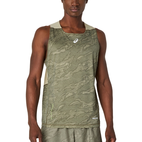Canotte e Smanicati Trail Running Uomo Asics Fujitrail Canotta  Mantle Green/Khaki 2011D388300
