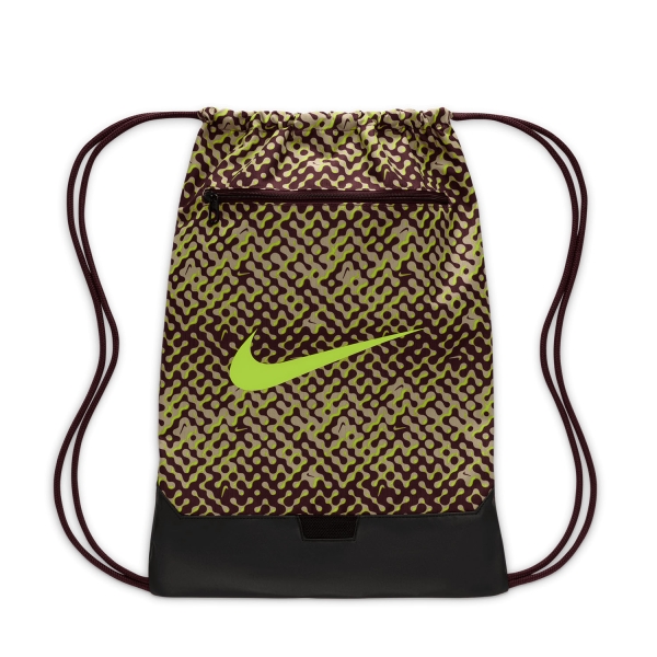 Backpack Nike Brasilia AOP 9.5 Sackpack  Burgundy Crush/Black/Volt HV6486652