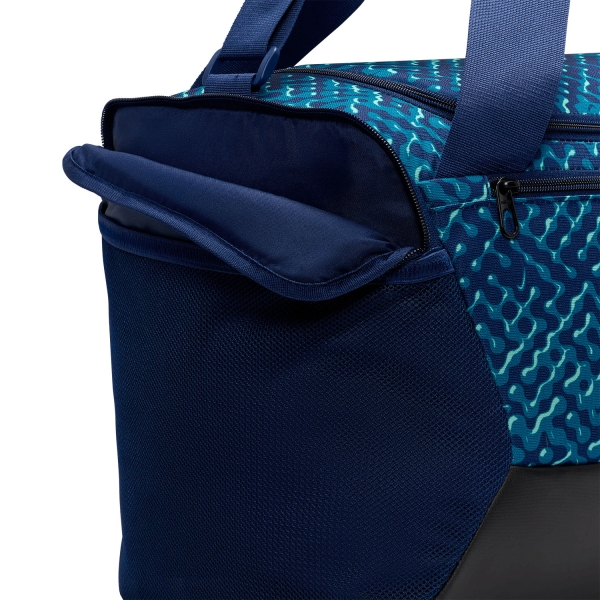 Nike Brasilia AOP 9.5 Small Duffle - Blue Void/Black/Mint Foam