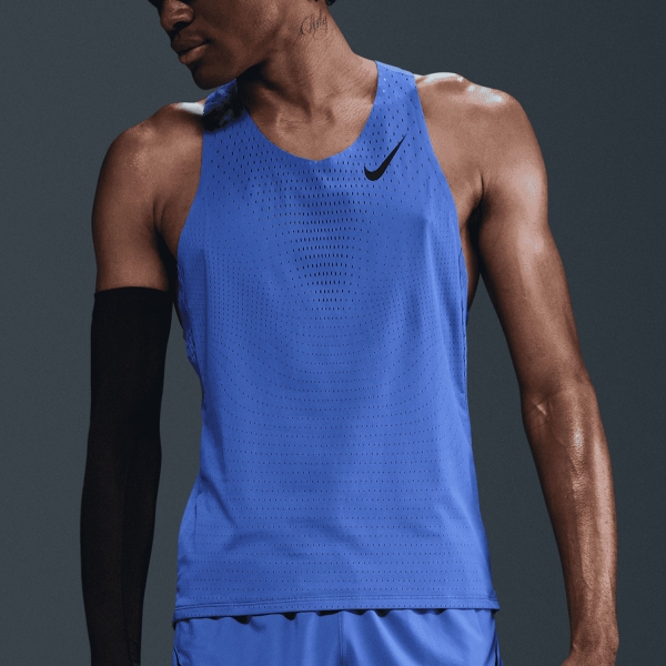 Canotta Running Uomo Nike DriFIT ADV AeroSwift Canotta  Comet Blue/Black FN4231411