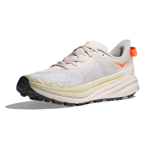 Hoka Speedgoat 6 - White/Neon Tangerine