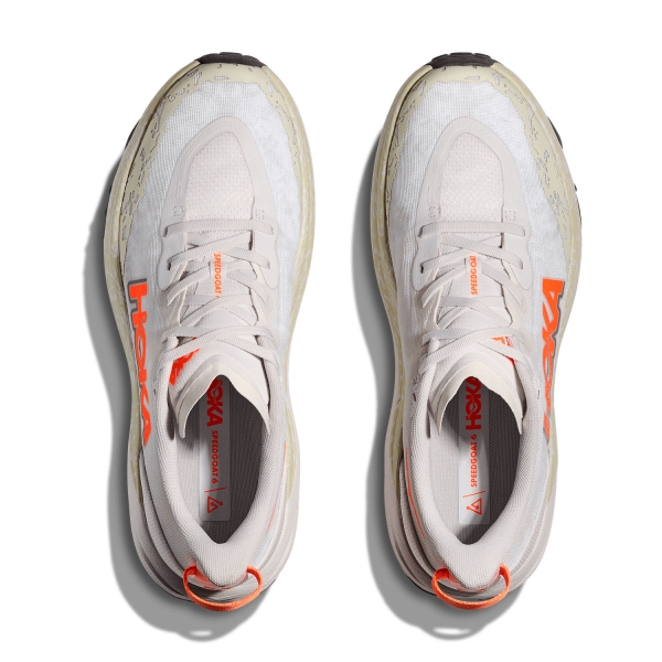 Hoka Speedgoat 6 - White/Neon Tangerine