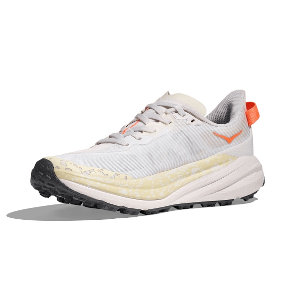 Hoka Speedgoat 6 - White/Neon Tangerine