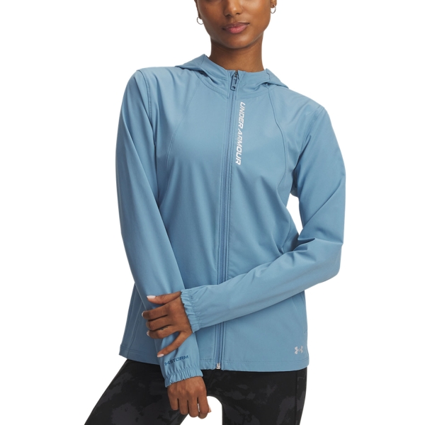 Women's Running Jacket Under Armour Outrun The Storm Jacket  Blue Smoke/Reflective 13770430418
