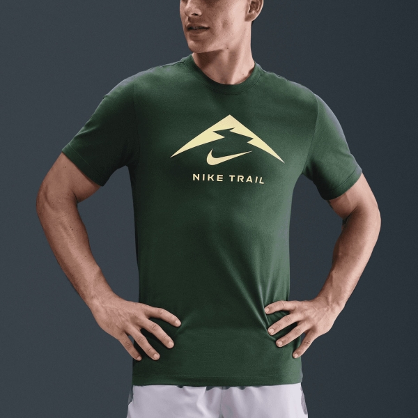 Men's  Short Sleeve Trail Running Shirts Nike DriFIT Trail Logo TShirt  Fir FQ3914323