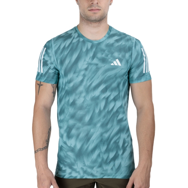 Maglietta Running Uomo adidas Own The Run Printed Maglietta  Mint Ton/Preloved Teal JZ5478
