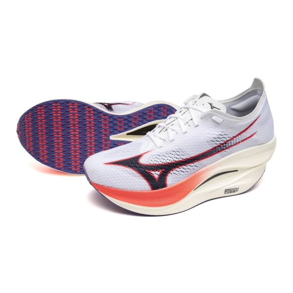 Mizuno Wave Rebellion Pro 3 - White/Baritone Blue/Fiery Coral 2