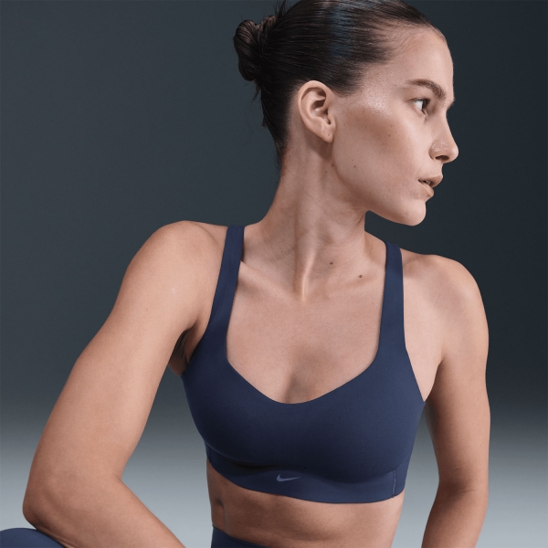 Nike Alate Reggiseno Sportivo - Midnight Navy/White