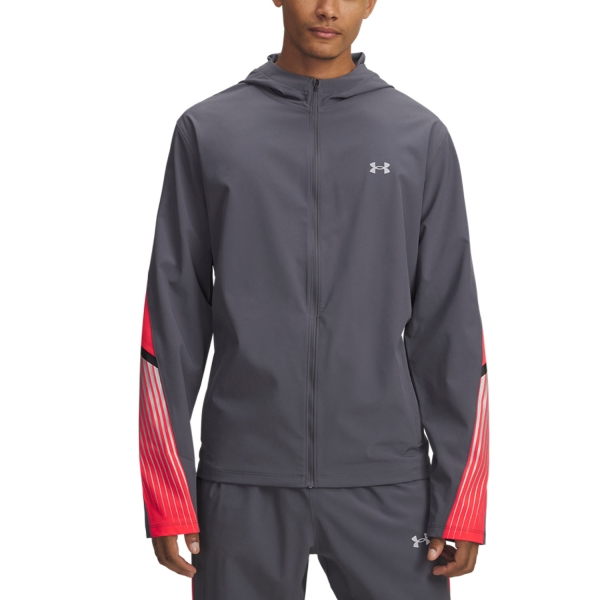 Giacca Running Uomo Under Armour Velociti Storm Giacca  Castlerock/Racer Red/Reflective 60059000025