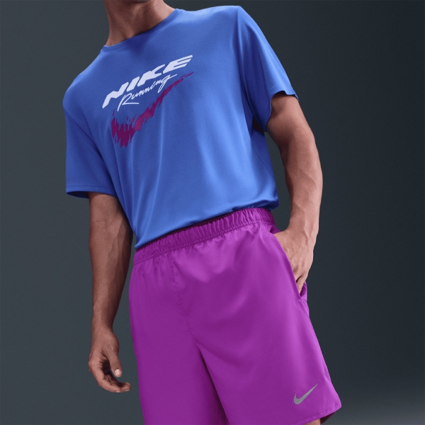 Nike Challenger 2 in 1 7in Shorts - Vivid Purple/Reflective Silver