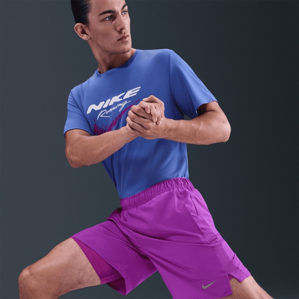 Nike Challenger 2 in 1 7in Shorts - Vivid Purple/Reflective Silver