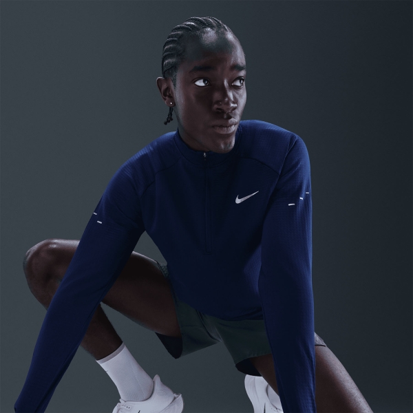 Nike Stride Therma-FIT Shirt - Blue Void/Reflective Silver