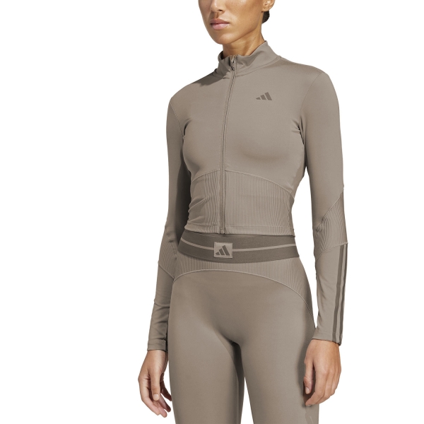 Women's Fitness & Training Shirt and Hoodie adidas Hyperglam Shirt  Chalky Brown/Earth Strata JY2093