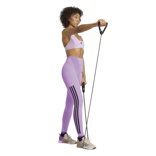 adidas Optime 3 Stripes Tights - Powder Plum