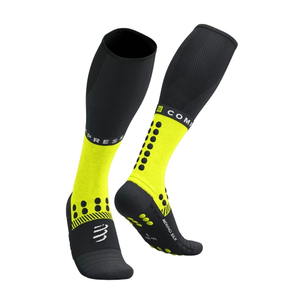 Calze Compressport Full Winter Calze  Black/Safe Yellow CFSU3109036