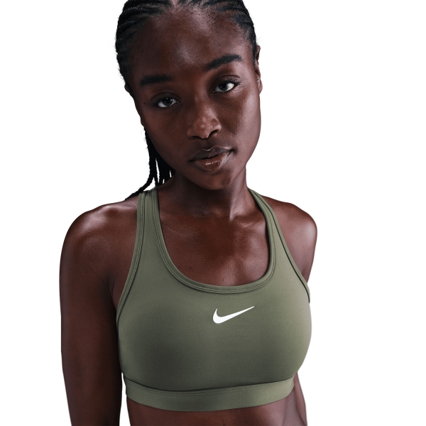 Nike Swoosh Reggiseno Sportivo - Medium Olive/White