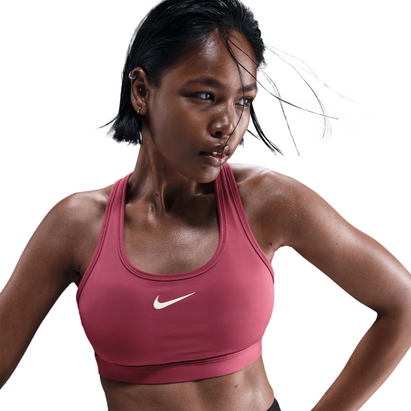 Nike Swoosh Reggiseno Sportivo - Sweet Beet/White