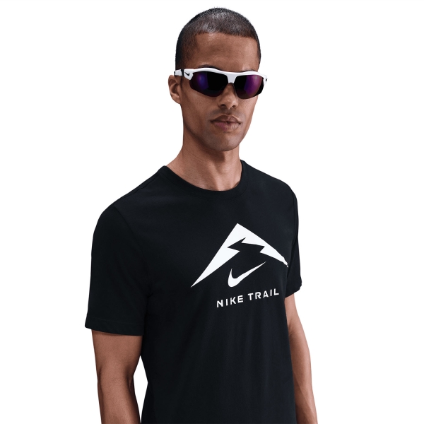 Nike Dri-FIT Trail Logo Maglietta - Black/Summit White