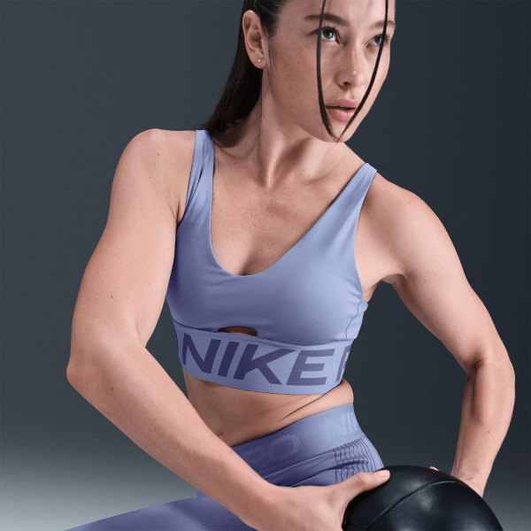 Nike Indy Plunge Sports Bra - World Indigo/Sanded Purple/White