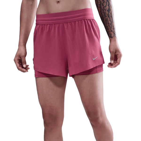 Nike Swift 2 in 1 2.5in Pantaloncini - Sweet Beet/Reflective Silver