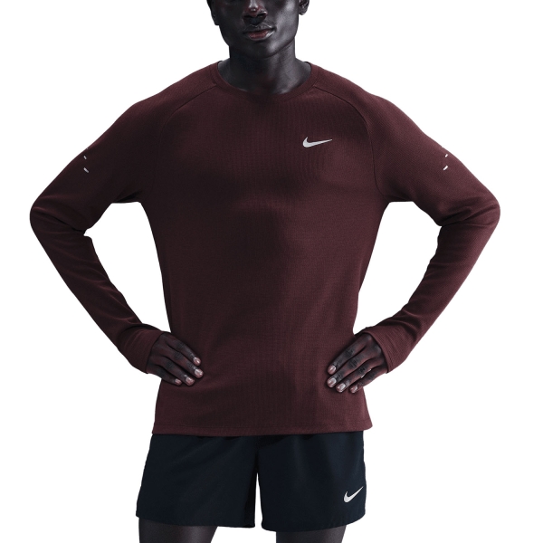 Men's Running Shirt Nike DriFIT Stride Waffle Shirt  Burgundy Crush/Reflective Silver HV2705652