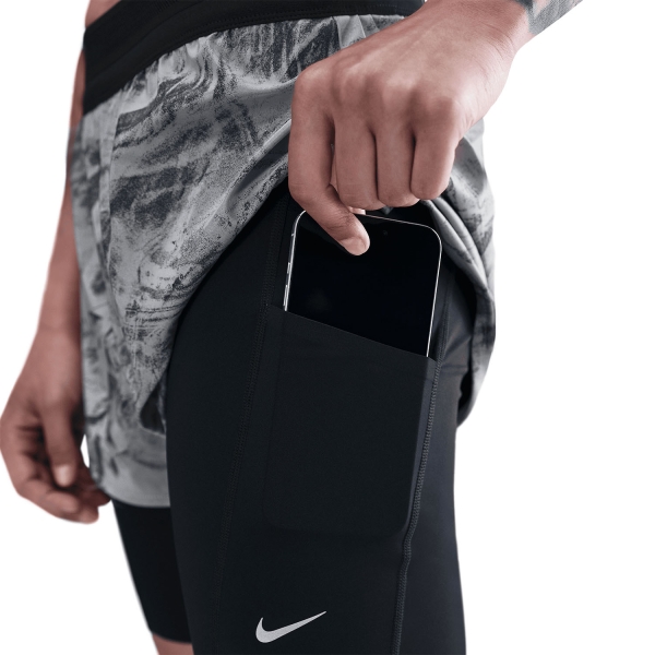 Nike Swift Logo 2 in 1 2in Pantaloncini - Thunder Grey/Dark Smoke Grey/Black