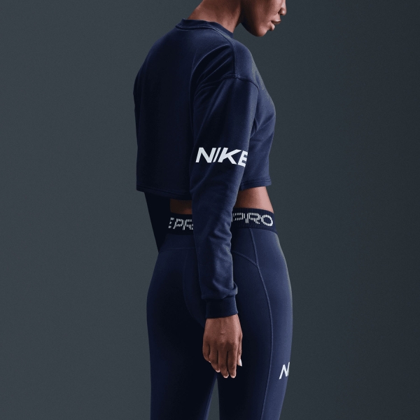 Nike Pro Dri-FIT Felpa - Midnight Navy/Football Grey/White