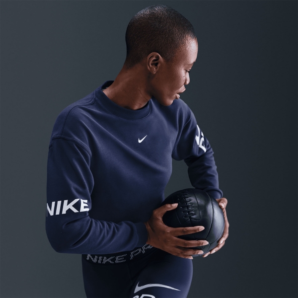 Nike Pro Dri-FIT Felpa - Midnight Navy/Football Grey/White
