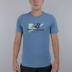 New Balance Heathertech Graphic Maglietta - Shoreline Blue