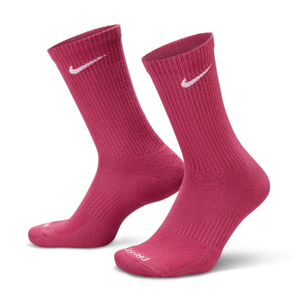Nike Everyday Plus Cushioned x 3 Socks - Sweet Beet/Silt Red/Rush Pink/White